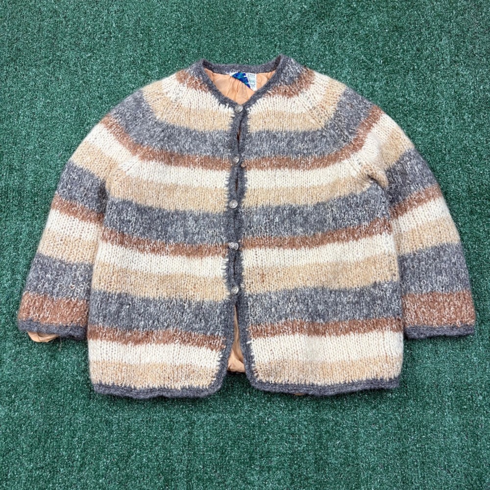 Vintage 1960's Colebrook Mohair Wool Striped Cardigan Sweater